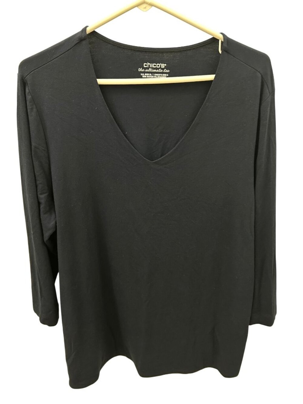 Chico's The Ultimate Tee Dark Navy Blue/Black Long Sleeve Casual Top  Size XL Si